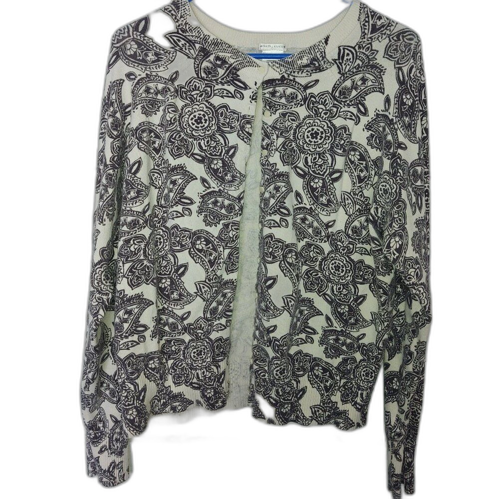 Old Navy Perfect Fit Stretch Paisley Cardigan Sweater